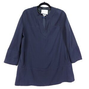 DOVIMA Paris Tunic Top Size Medium Pockets Blue Long Sleeve Made In France